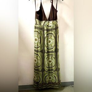 VTG. Y2k Green Bohemian Mandala Sleeveless Tiered Maxi Dress Size 11/12